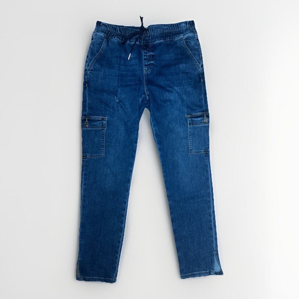 Juicy Couture Laguna denim cargo jogger pants Distressed Utility Y2K Style Sz 29 - Picture 2 of 14